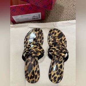 Tory Burch patent Leopard Miller sandals